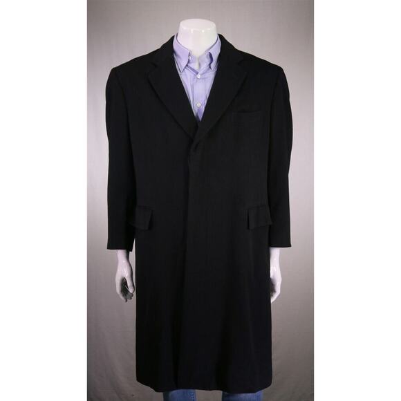 Davies & Son Savile Row Bespoke Black 100% Cashmere Overcoat Coat 42R